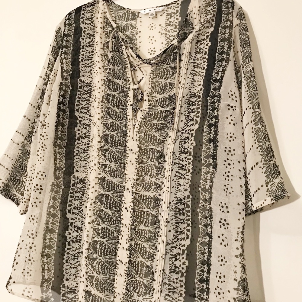 CAbi transparent tunic Black/off white blouse A36